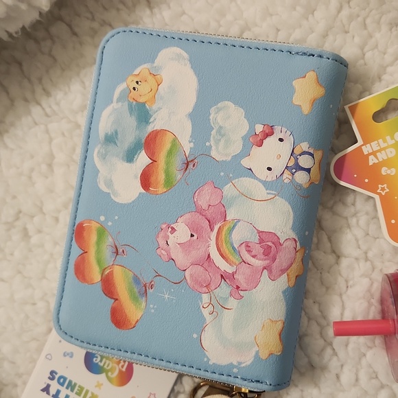 LOUNGEFLY CARE BEAR X HELLO KITTY BACKPACK WALLET AND KEYCHAIN BUNDLE NWT - Picture 3 of 8